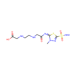 Cn1nc(S(N)(=O)=O)s/c1=N/C(=O)CNCCNCC(=O)O ZINC000022925415