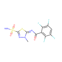 Cn1nc(S(N)(=O)=O)s/c1=N/C(=O)c1c(F)c(F)cc(F)c1F ZINC000013561059