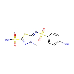 Cn1nc(S(N)(=O)=O)s/c1=N/S(=O)(=O)c1ccc(N)cc1 ZINC000013800422