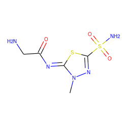 Cn1nc(S(N)(=O)=O)s/c1=N\C(=O)CN ZINC000013800450