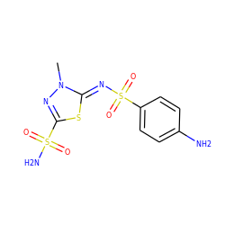 Cn1nc(S(N)(=O)=O)s/c1=N\S(=O)(=O)c1ccc(N)cc1 ZINC000100834850