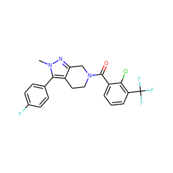 Cn1nc2c(c1-c1ccc(F)cc1)CCN(C(=O)c1cccc(C(F)(F)F)c1Cl)C2 ZINC000225988374