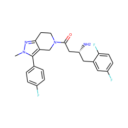 Cn1nc2c(c1-c1ccc(F)cc1)CN(C(=O)C[C@H](N)Cc1cc(F)ccc1F)CC2 ZINC000014948965