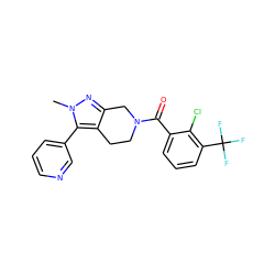 Cn1nc2c(c1-c1cccnc1)CCN(C(=O)c1cccc(C(F)(F)F)c1Cl)C2 ZINC000226002383