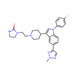 Cn1ncc(-c2ccc3c(c2)c(C2CCN(CCN4CCNC4=O)CC2)cn3-c2ccc(F)cc2)n1 ZINC000013493000