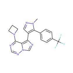 Cn1ncc(-c2ncn3ncnc(N4CCC4)c23)c1-c1ccc(C(F)(F)F)cc1 ZINC000169697318