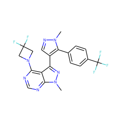 Cn1ncc(-c2nn(C)c3ncnc(N4CC(F)(F)C4)c23)c1-c1ccc(C(F)(F)F)cc1 ZINC000169706108