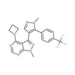 Cn1ncc(-c2nn(C)c3ncnc(N4CCC4)c23)c1-c1ccc(C(F)(F)F)cc1 ZINC000096910140