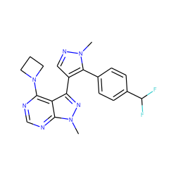 Cn1ncc(-c2nn(C)c3ncnc(N4CCC4)c23)c1-c1ccc(C(F)F)cc1 ZINC000169706069