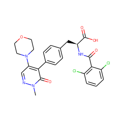 Cn1ncc(N2CCOCC2)c(-c2ccc(C[C@H](NC(=O)c3c(Cl)cccc3Cl)C(=O)O)cc2)c1=O ZINC000014962228