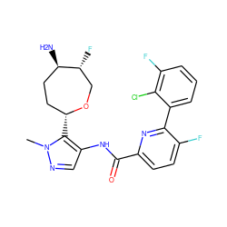 Cn1ncc(NC(=O)c2ccc(F)c(-c3cccc(F)c3Cl)n2)c1[C@@H]1CC[C@@H](N)[C@H](F)CO1 ZINC000205656676