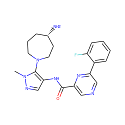 Cn1ncc(NC(=O)c2cncc(-c3ccccc3F)n2)c1N1CCC[C@H](N)CC1 ZINC000144781819