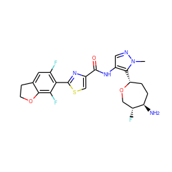 Cn1ncc(NC(=O)c2csc(-c3c(F)cc4c(c3F)OCC4)n2)c1[C@@H]1CC[C@@H](N)[C@H](F)CO1 ZINC000221375814