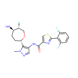 Cn1ncc(NC(=O)c2csc(-c3c(F)cccc3F)n2)c1[C@@H]1CC[C@@H](N)[C@H](F)CO1 ZINC000216889753