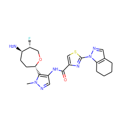 Cn1ncc(NC(=O)c2csc(-n3ncc4c3CCCC4)n2)c1[C@@H]1CC[C@@H](N)[C@H](F)CO1 ZINC000221446978