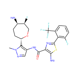 Cn1ncc(NC(=O)c2nc(-c3c(F)cccc3C(F)(F)F)sc2N)c1[C@@H]1CC[C@@H](N)[C@@H](F)CO1 ZINC000216888685