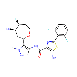 Cn1ncc(NC(=O)c2nc(-c3c(F)cccc3F)sc2N)c1[C@@H]1C[C@@H](N)[C@@H](F)CCO1 ZINC000205642509