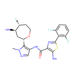 Cn1ncc(NC(=O)c2nc(-c3c(F)cccc3F)sc2N)c1[C@@H]1C[C@@H](N)[C@H](F)CCO1 ZINC000221373230