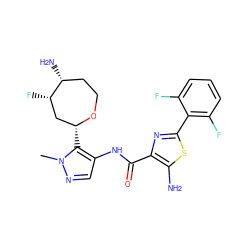 Cn1ncc(NC(=O)c2nc(-c3c(F)cccc3F)sc2N)c1[C@@H]1C[C@H](F)[C@H](N)CCO1 ZINC000205646000