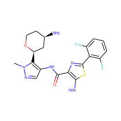 Cn1ncc(NC(=O)c2nc(-c3c(F)cccc3F)sc2N)c1[C@@H]1C[C@H](N)CCO1 ZINC000205644973