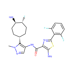 Cn1ncc(NC(=O)c2nc(-c3c(F)cccc3F)sc2N)c1[C@@H]1CC[C@@H](N)[C@H](F)CC1 ZINC000169699410