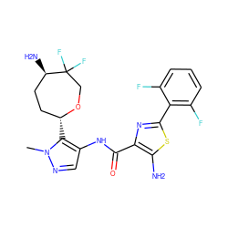 Cn1ncc(NC(=O)c2nc(-c3c(F)cccc3F)sc2N)c1[C@@H]1CC[C@@H](N)C(F)(F)CO1 ZINC000205642550