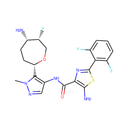 Cn1ncc(NC(=O)c2nc(-c3c(F)cccc3F)sc2N)c1[C@@H]1CC[C@H](N)[C@H](F)CO1 ZINC000216889427