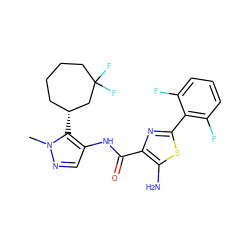 Cn1ncc(NC(=O)c2nc(-c3c(F)cccc3F)sc2N)c1[C@@H]1CCCCC(F)(F)C1 ZINC000169699416