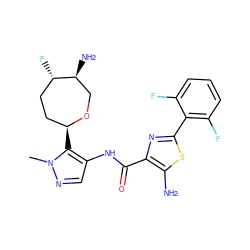 Cn1ncc(NC(=O)c2nc(-c3c(F)cccc3F)sc2N)c1[C@H]1CC[C@H](F)[C@@H](N)CO1 ZINC000205648084