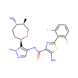 Cn1ncc(NC(=O)c2nc(-c3c(F)cccc3F)sc2N)c1[C@H]1CC[C@H](N)[C@@H](F)CO1 ZINC000205641066