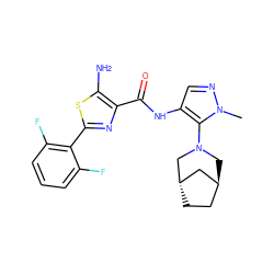 Cn1ncc(NC(=O)c2nc(-c3c(F)cccc3F)sc2N)c1N1C[C@H]2CC[C@@H](C2)C1 ZINC000169699400