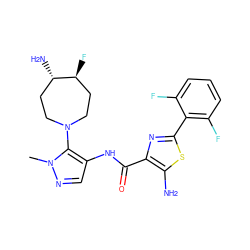 Cn1ncc(NC(=O)c2nc(-c3c(F)cccc3F)sc2N)c1N1CC[C@H](N)[C@@H](F)CC1 ZINC000145038766