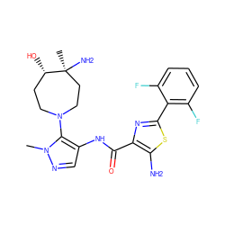 Cn1ncc(NC(=O)c2nc(-c3c(F)cccc3F)sc2N)c1N1CC[C@H](O)[C@@](C)(N)CC1 ZINC000169699472