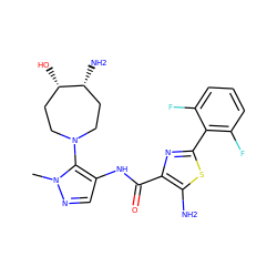 Cn1ncc(NC(=O)c2nc(-c3c(F)cccc3F)sc2N)c1N1CC[C@H](O)[C@H](N)CC1 ZINC000169699376