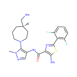 Cn1ncc(NC(=O)c2nc(-c3c(F)cccc3F)sc2N)c1N1CCC[C@@](F)(CN)CC1 ZINC000169699559