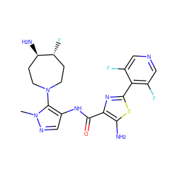 Cn1ncc(NC(=O)c2nc(-c3c(F)cncc3F)sc2N)c1N1CC[C@@H](N)[C@H](F)CC1 ZINC000169699522