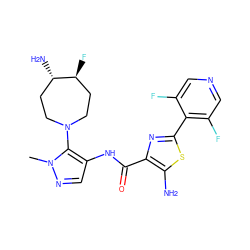 Cn1ncc(NC(=O)c2nc(-c3c(F)cncc3F)sc2N)c1N1CC[C@H](N)[C@@H](F)CC1 ZINC000169699485