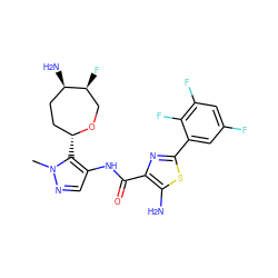 Cn1ncc(NC(=O)c2nc(-c3cc(F)cc(F)c3F)sc2N)c1[C@@H]1CC[C@@H](N)[C@@H](F)CO1 ZINC000216887794