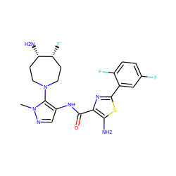 Cn1ncc(NC(=O)c2nc(-c3cc(F)ccc3F)sc2N)c1N1CC[C@H](N)[C@H](F)CC1 ZINC000169699331