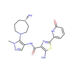 Cn1ncc(NC(=O)c2nc(-c3cccc(=O)[nH]3)sc2N)c1N1CCC[C@H](N)CC1 ZINC000169699444