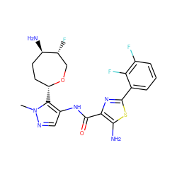 Cn1ncc(NC(=O)c2nc(-c3cccc(F)c3F)sc2N)c1[C@@H]1CC[C@@H](N)[C@H](F)CO1 ZINC000216889878