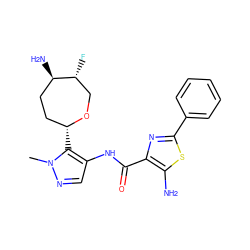 Cn1ncc(NC(=O)c2nc(-c3ccccc3)sc2N)c1[C@@H]1CC[C@@H](N)[C@H](F)CO1 ZINC000216889706