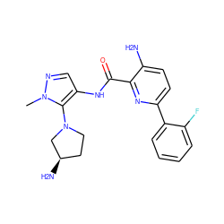 Cn1ncc(NC(=O)c2nc(-c3ccccc3F)ccc2N)c1N1CC[C@@H](N)C1 ZINC000144904627