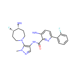 Cn1ncc(NC(=O)c2nc(-c3ccccc3F)ccc2N)c1N1CC[C@H](F)[C@H](N)CC1 ZINC000169699308