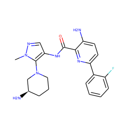 Cn1ncc(NC(=O)c2nc(-c3ccccc3F)ccc2N)c1N1CCC[C@@H](N)C1 ZINC000145154816