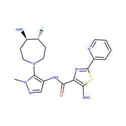 Cn1ncc(NC(=O)c2nc(-c3ccccn3)sc2N)c1N1CC[C@@H](N)[C@H](F)CC1 ZINC000169699339