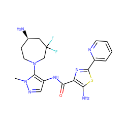 Cn1ncc(NC(=O)c2nc(-c3ccccn3)sc2N)c1N1CC[C@@H](N)CC(F)(F)C1 ZINC000169699327