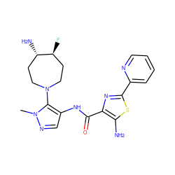 Cn1ncc(NC(=O)c2nc(-c3ccccn3)sc2N)c1N1CC[C@H](N)[C@@H](F)CC1 ZINC000169699328