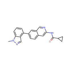 Cn1ncc2c(-c3ccc4cc(NC(=O)C5CC5)ncc4c3)cccc21 ZINC000144613030