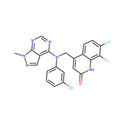 Cn1ncc2c(N(Cc3cc(=O)[nH]c4c(F)c(F)ccc34)c3cccc(Cl)c3)ncnc21 ZINC000082156338